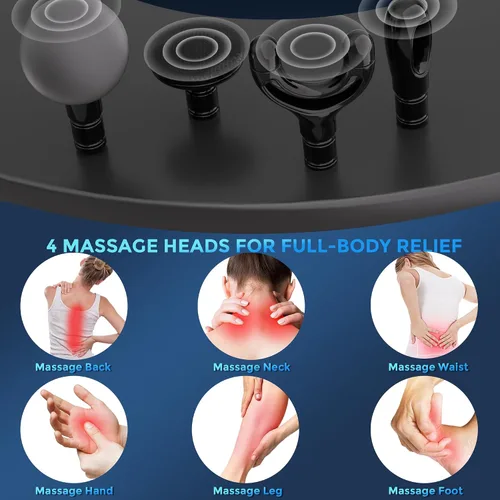 Miniatura 5 de Pistola de masaje de tejido profundo con mango de extensión, percusión profesional, masajeador de espalda 2 en 1 desmontable para aliviar el dolor