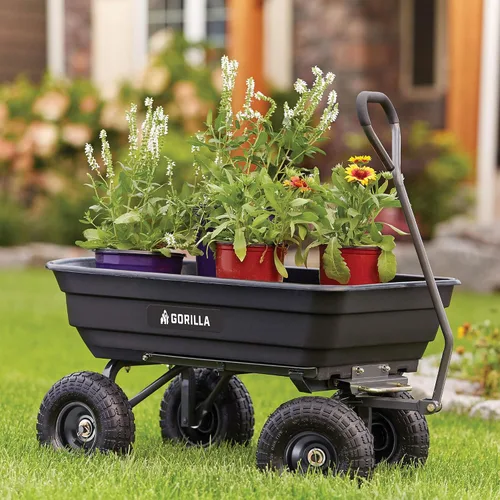 Miniatura 7 de Gorilla Carts Poly Garden Carro Volquete, Tina de 4 Pies Cúbicos, Capacidad de Transporte de 600 Libras, Negro – Carretilla Utilitaria de Servicio