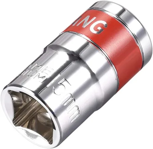 Miniatura 7 de uxcell Unidad de 1/2 pulgada por enchufe poco profundo de 0.315 in con banda roja, Cr-V, 6 puntos, métrico