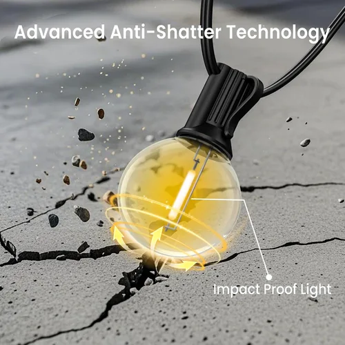 Miniatura 7 de Cadena de luces para exteriores de 150 pies, luces de tira G40 con 75+3 bombillas para exteriores - 2700K Blanco cálido, vida útil de 25000 horas