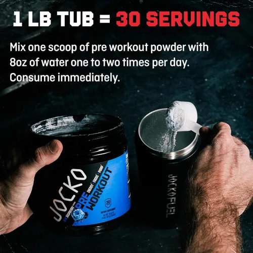 Miniatura 7 de Jocko Fuel Ultimate Polvo Pre-Entrenamiento - Bebida energética en polvo para antes del entrenamiento para hombres y mujeres - Mezcla nootrópica sin