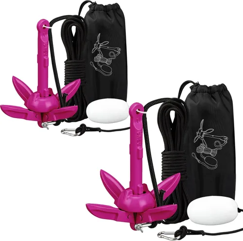Miniatura 27 de Lounsweer Paquete de 2 anclajes de kayak marino de 1.5/3.5 libras, kit de anclaje plegable para barco, kayak, pesca, accesorios para botes pequeños