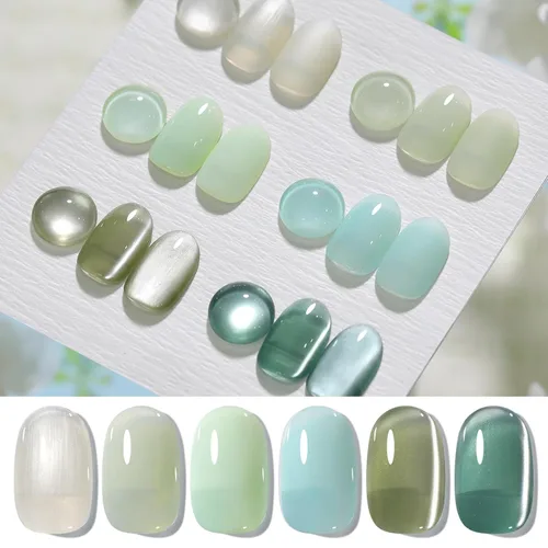Miniatura 29 de Born Pretty Esmalte de uñas de gel de color ámbar cristal marrón naranja burdeos rojo negro para otoño e invierno, esmalte de uñas transparente