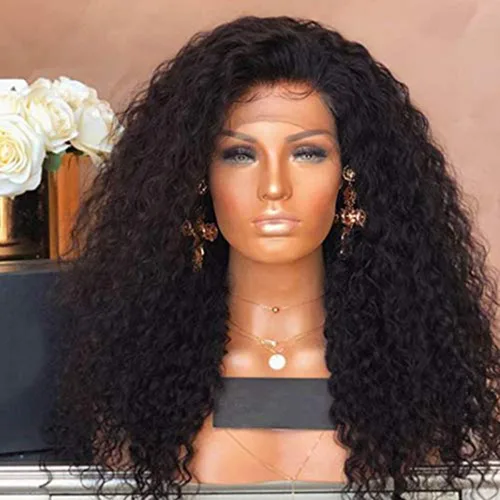 Pelucas de cabello humano Remy brasileño ondulado con encaje frontal de 13 x 6 pulgadas, densidad del 300%, raya profunda de 6 pulgadas, con