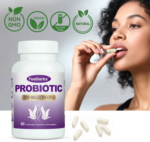 Miniatura 3 de Cápsulas de probióticos para mujeres, equilibrio de pH y intestino, 300 mil millones de UFC, 60 cápsulas vegetales con múltiples cepas y extracto