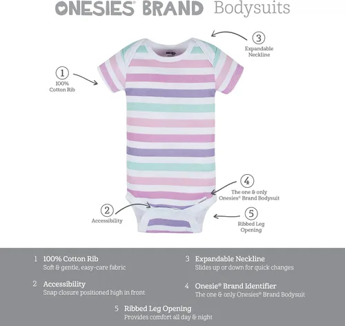 Miniatura 6 de Onesies Brand Paquete de 8 mamelucos de manga corta para bebé niñas