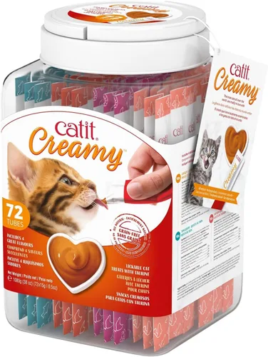 Miniatura 10 de Catit Golosina cremosa para gatos para lamer, premio saludable para gatos, atún, paquete de 50
