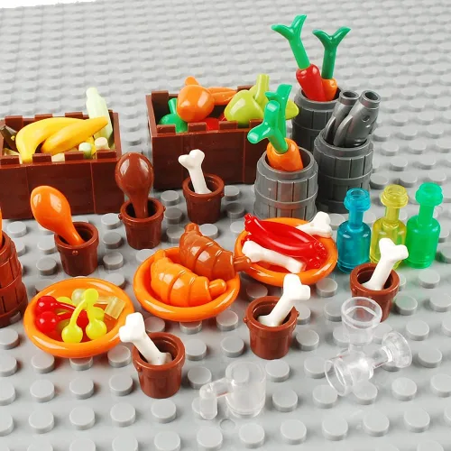 Miniatura 3 de 280pcs Bloques de Construcción de Alimentos Accesorios de Sencería de Cocina Juego de Ladrillos de Construcción Kit DIY Juego de Construcción