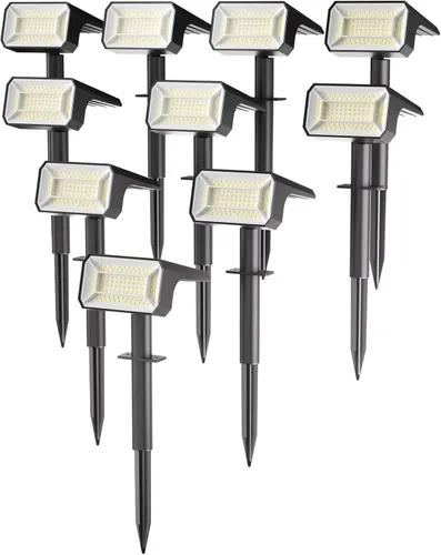 Miniatura 9 de Fabrito Paquete de 4 focos solares para exteriores, impermeables, IP67, [108 LED, 4 modos], focos del atardecer al amanecer con batería de 1500 mAh