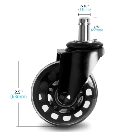 Miniatura 2 de 8T8 Ruedas giratorias para silla de oficina de 2.5 pulgadas, ruedas giratorias resistentes con vástago emergente, rodamiento silencioso y suave,