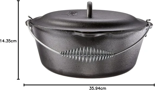 Miniatura 23 de Lodge Horno holandés de hierro fundido pre-sazonado de 5 cuartos de galón con tapa, mango de alambre para una fácil transferencia de la superficie