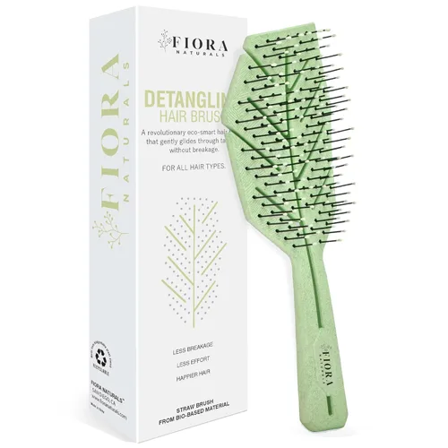 Miniatura 18 de Fiora Naturals Juego de cepillo desenredante bio-amigable, cepillo redondo y peine para mujeres - Todos los tipos de cabello: natural, fino y rizado