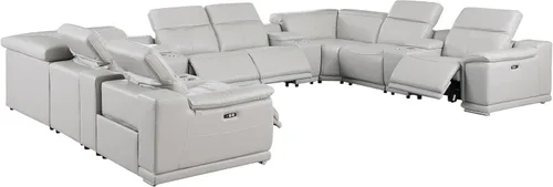 Miniatura 74 de BlackJack Furniture Venice - Juego de sofá reclinable seccional de cuero italiano de grano superior de 12 piezas con 4 reclinables eléctricos