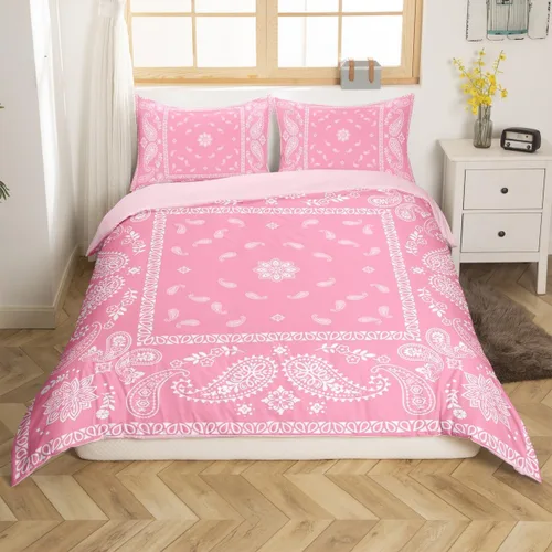 Miniatura 10 de Castle Fairy Juego de funda de edredón, funda de edredón moderna con estampado floral de cachemira para mujeres, hombres, niños y niñas, juego
