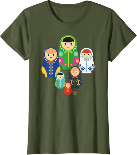 Miniatura 58 de Matryoshka Russian Nesting Dolls, Rusia - Camiseta de regalo, Azul / Patchwork, S