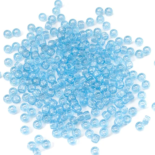Miniatura 15 de 1000 piezas de cuentas de pony acrílicas de un solo color de 6 x 9 mm a granel para hacer joyas, aretes, trenzado de cabello Azul Oscuro