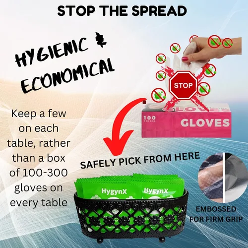 Miniatura 3 de HYGYNX Disposable Table Top Poly Gloves, Individually Wrapped Gloves Food Handling Gloves, Dining Gloves