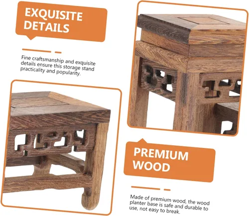 Miniatura 3 de DOITOOL Soporte de madera para plantas retro, soporte para macetas de jardín, para bonsái, base resistente para decoración del hogar, exhibiciones
