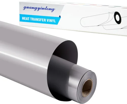 guangyintong Vinilo adhesivo de transferencia de calor para camisetas 12 pulgadas x 8 pies, rollo brillante (k12 gris)