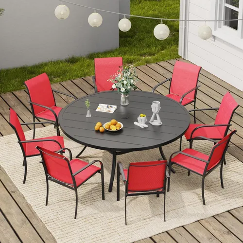 Miniatura 16 de VICLLAX Juego de 2 sillas de patio pequeñas para exteriores, juego de sillas apilables para patio y mesa de comedor cuadrada para porche delantero