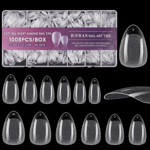 Miniatura 9 de 1008 piezas de puntas de uñas de pato para uñas acrílicas transparentes Y2K profesionales para salones de extensión con diseño y caja para mujeres