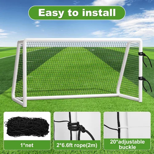 Miniatura 3 de Red de fútbol de nailon resistente, barrera deportiva fácil de instalar con cuerda y hebillas, 10 pies/15 pies/20 pies/30 pies/40 pies