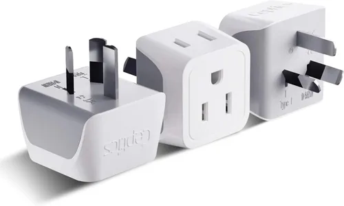 Ceptics Adaptador de enchufe de Australia, adaptador de enchufe tipo I 2 en 1, adaptador de corriente de EE. UU. a Australia, China, Nueva Zelanda