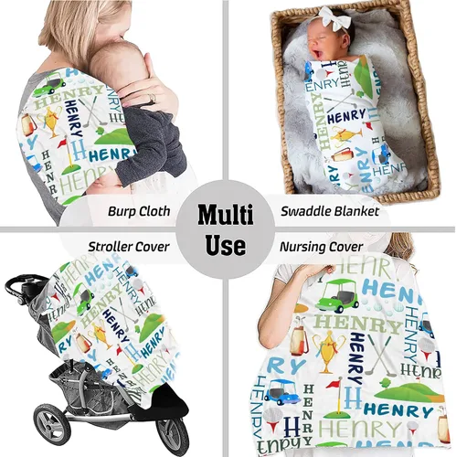 Miniatura 6 de Manta de golf personalizada para bebé, manta deportiva para bebé niño con nombre, manta de bebé con monograma Carrito de golf