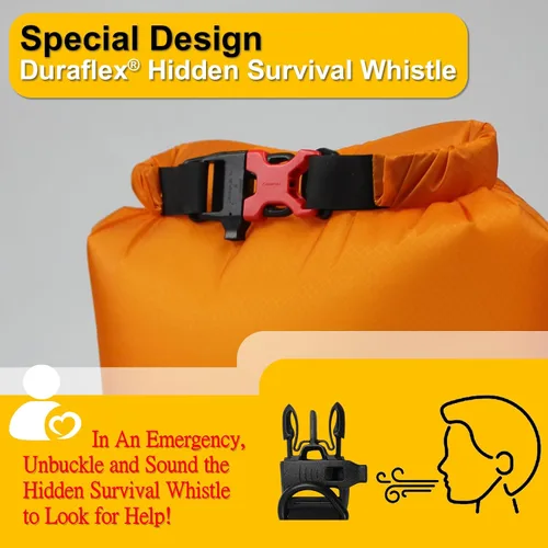 Miniatura 4 de CORDURA Bolsa seca impermeable de 10 litros – Saco resistente IPX6 con silbato de supervivencia para kayak, camping, navegación, playa – Mochila