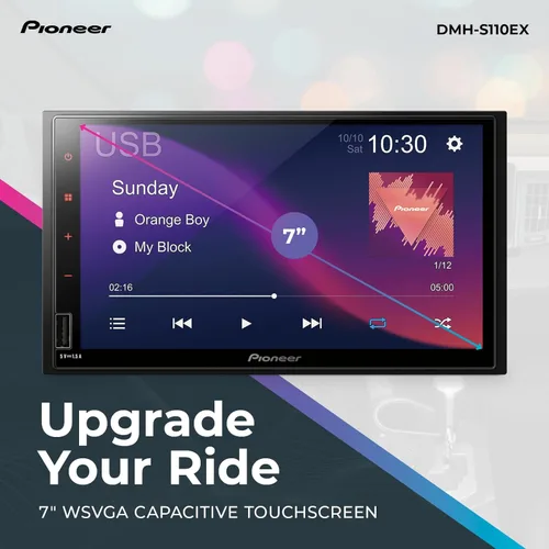 Miniatura 2 de Pioneer DMH-S110EX Receptor multimedia digital de 7 pulgadas de doble DIN - Bluetooth integrado, integración de smartphone, pantalla táctil, entrada