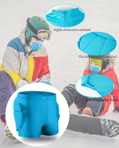 Miniatura 3 de Reomoto Almohadillas de protección de cadera para niños, pantalones cortos de esquí, patinaje, snowboard, almohadillas de protección de cadera