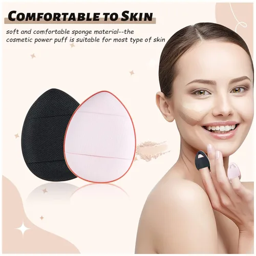 Miniatura 3 de WishLotus 6 esponjas de maquillaje en forma de gota para base de maquillaje reutilizables sueltas con estuche pequeño para mujeres y niñas y Negro