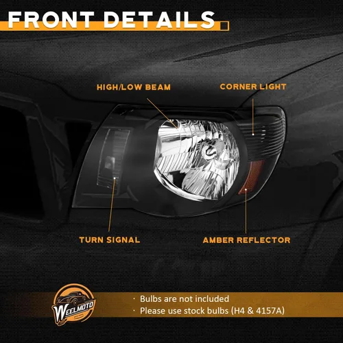 Miniatura 6 de WEELMOTO Conjunto de Faros Delanteros Compatible con Tacoma 2005-2011 Conjuntos de Faros Delanteros para 05 06 07 08 09 10 11 Tacoma de Repuesto
