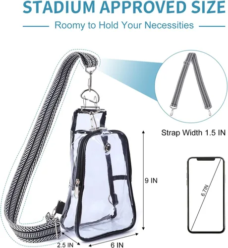 Miniatura 3 de Edraco Bolsa transparente aprobada para estadios, bolsa transparente con correa bordada