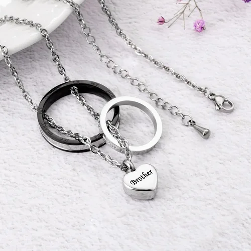 Miniatura 19 de XIUDA Collar de urna de cremación para cenizas, recuerdo tallado con recuerdo eterno de acero inoxidable, joyería conmemorativa para cenizas