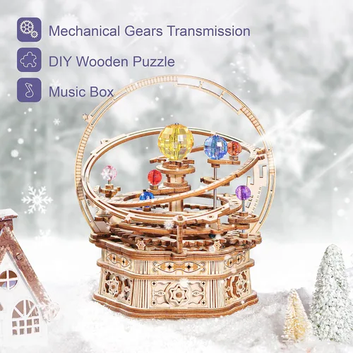 Miniatura 2 de RoWood Rompecabezas de madera 3D para adultos y adolescentes, caja de música para que armes tú mismo, kits de manualidades mecánicas, exhibición
