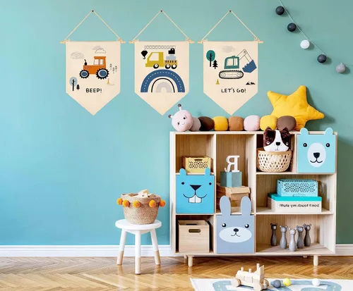 Miniatura 6 de Transporte, construcción, construcción de vehículos, decoración de guardería, decoración de bandera para bebés, niños, recién nacidos, banderines