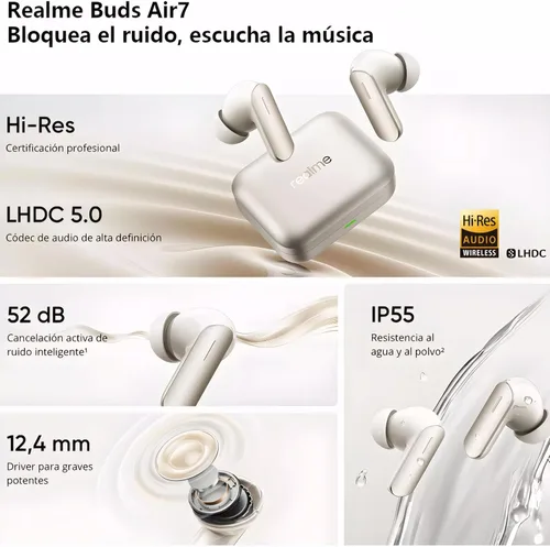 Miniatura 3 de realme Air 7 - Audífonos inalámbricos verdaderos, reducción de ruido activa de 52 dB, sonido de alta resolución, LHDC, controlador de graves Púrpura