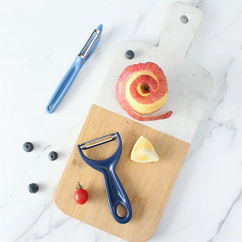 Miniatura 5 de Social Chef - Juego de 2 peladores de verduras con hoja de acero inoxidable, pelador en Y y pelador giratorio para pelar papas, verduras y frutas