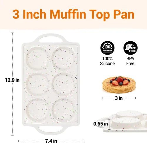 Miniatura 2 de FUNBAKY Molde de silicona para huevos de silicona con marco de metal de 3 pulgadas para sándwiches de desayuno, pasteles Whoopie, bocados de huevo