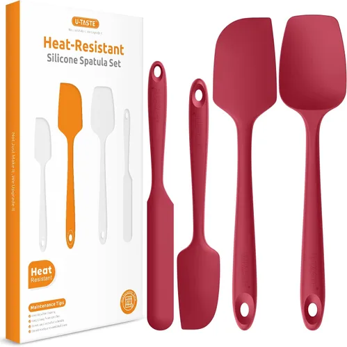 Miniatura 12 de Juego de espátulas de silicona resistentes al calor: U-Taste 600ºF - Utensilios de grado alimenticio sin costuras de alta temperatura, silicona