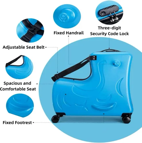 Miniatura 6 de Maleta de viaje para niños de 20 pulgadas, caja de carrito gruesa portátil para niños con 4 ruedas universales, cerraduras de combinación