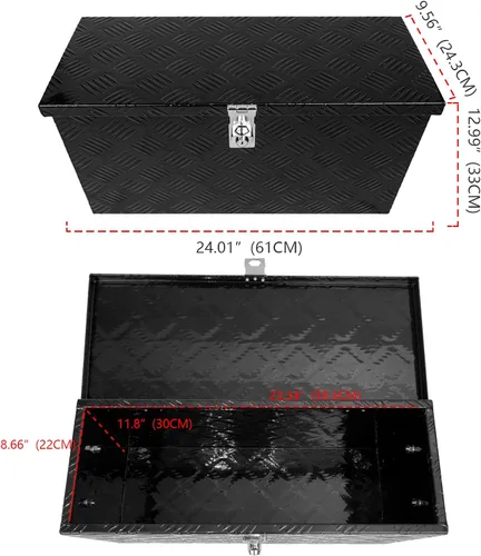 Miniatura 2 de Caja de herramientas de 24 pulgadas, caja plana para camioneta, organizador de almacenamiento para RV, caja de herramientas para camión con asa