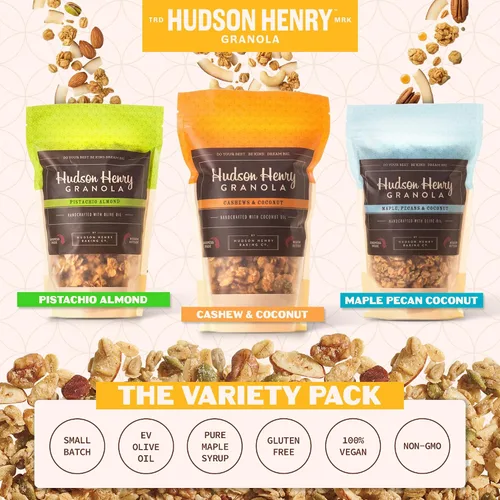 Miniatura 3 de Hudson Henry Granola Coconut Lovers - Paquete variado de granola sin gluten horneada en lotes pequeños con jarabe de arce puro, coco orgánico