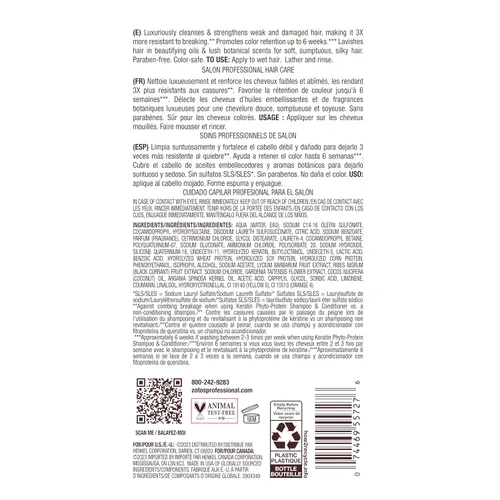 Miniatura 8 de Bain de Terre Champú fortalecedor de queratina fito-proteína para proteger el color, fortalecimiento seguro para cabello débil y dañado, sin
