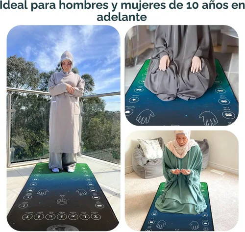 Miniatura 8 de My Salah Mat Tapete de oración interactivo inteligente para adultos y inversores para aprender suras, salah, duas y más, alfombra de oración