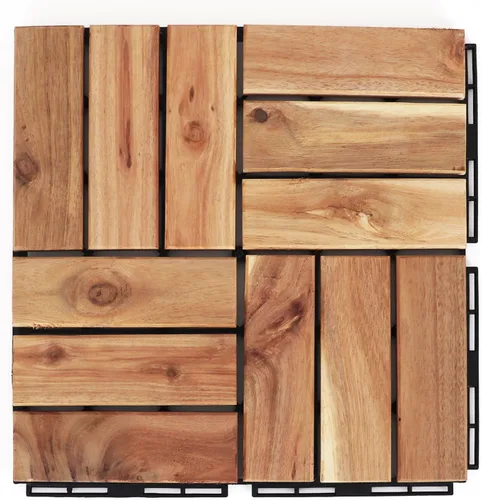 Miniatura 18 de Baldosas de madera de acacia para exteriores, baldosas de patio que se entrelazan. Moderno Gris Recto