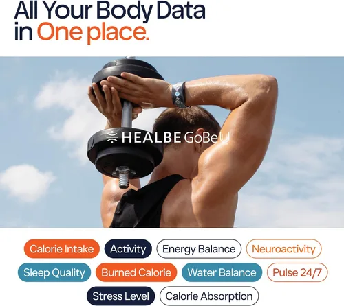 Miniatura 8 de HEALBE - Rastreador de salud, banda inteligente de ingesta automática de calorías con aplicación, rastreador de actividad sin pantalla, sueño, Gris
