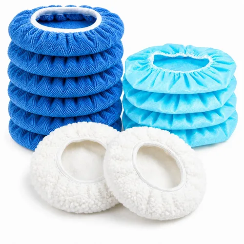 Sukh 12 almohadillas de pulido de automóvil, almohadillas de microfibra de 5 a 6 pulgadas, kit de cubierta de cera suave para encerado de pintura de