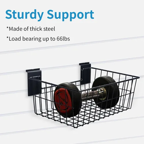 Miniatura 3 de Cestas de Slatwall de 15 pulgadas de ancho resistentes con listones de alambre de acero para colgar en la pared, accesorio versátil para venta al
